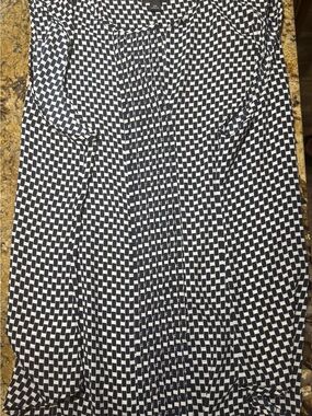 Navy & White Ann Taylor Classic Print Blouse